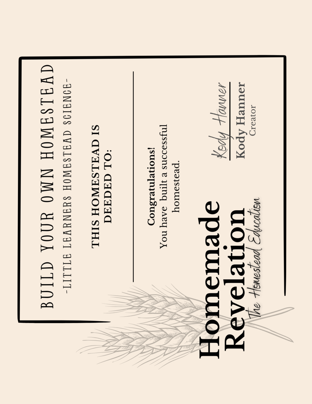 Homestead Science Deed
