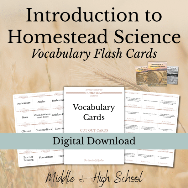 introduction to homestead science vocabulary flashcards pdf