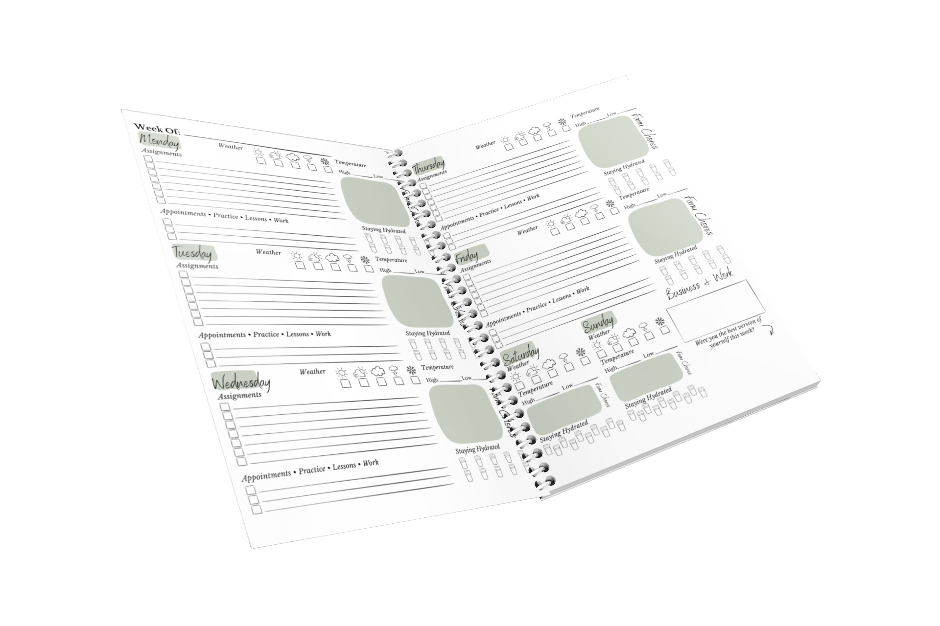 student planner page