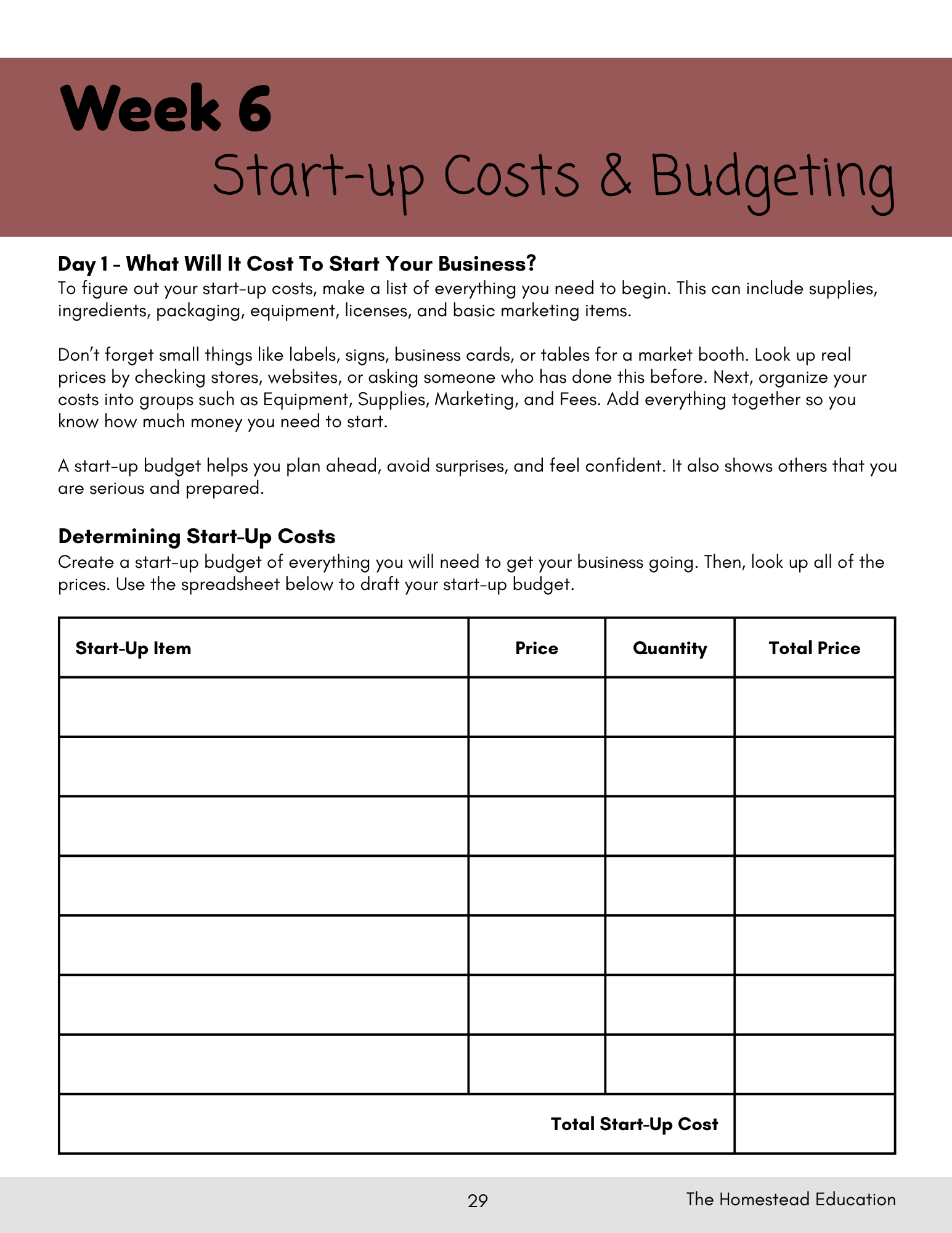 junior entrepreneurship mini course